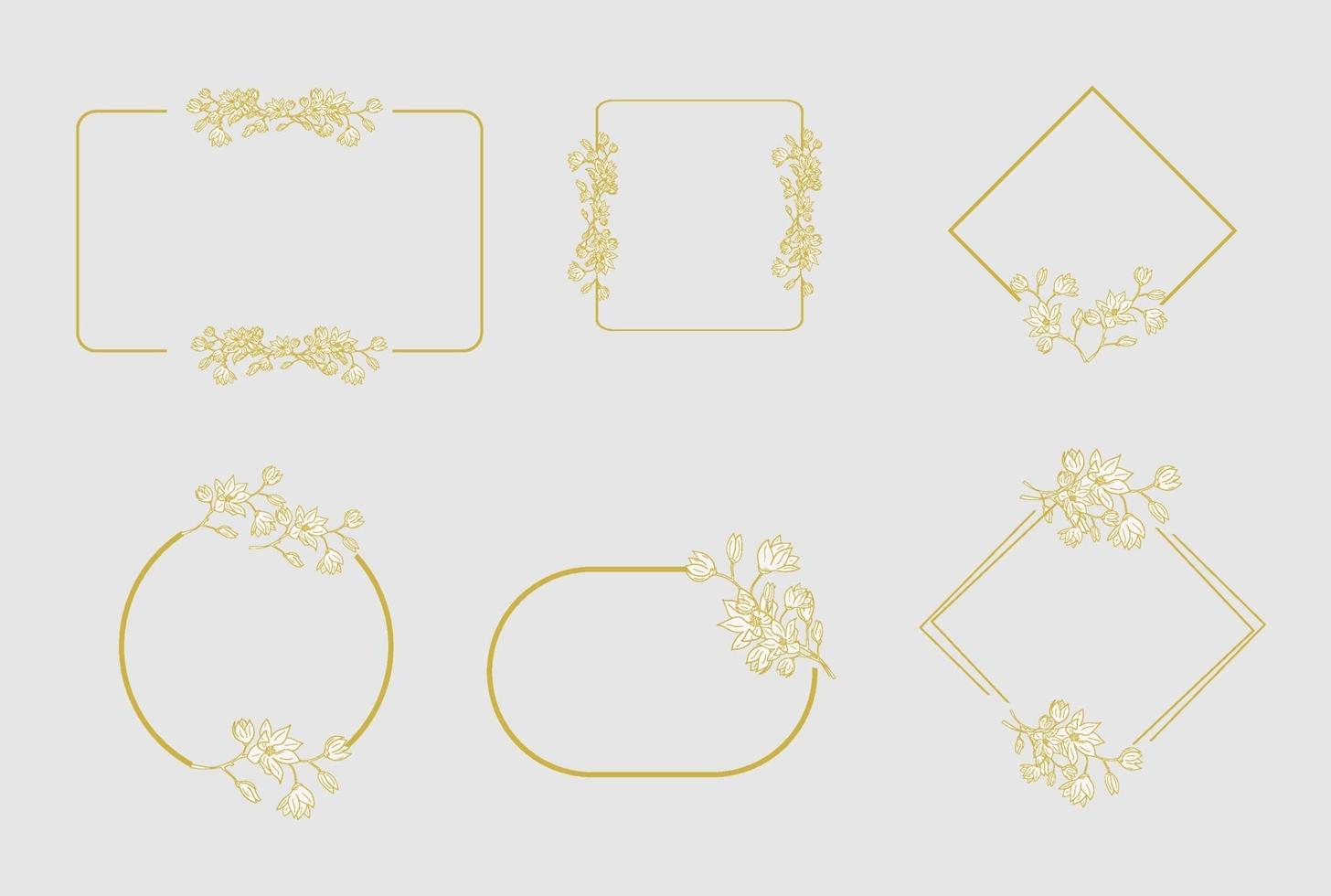 Botanical floral golen frame vector