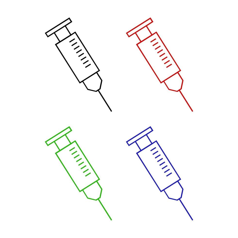 conjunto de jeringa sobre fondo blanco vector