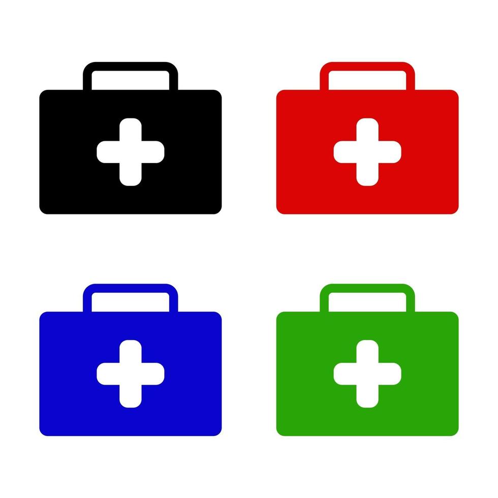 Set Of Medical Suitcase On White Background vector