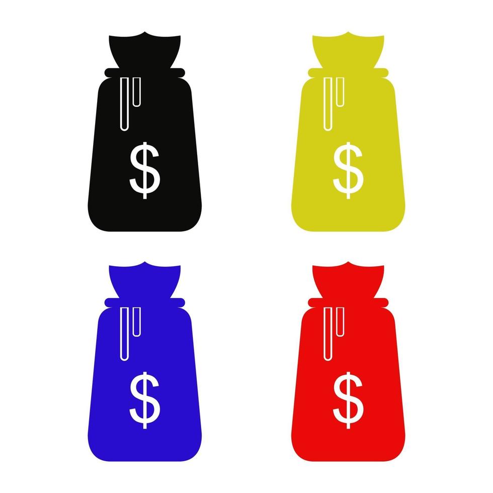 Conjunto de bolsa de dinero sobre fondo blanco. vector