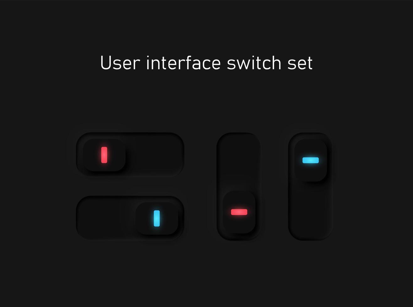 Very high detailed black user interface switches for websites and mobile apps, vector illustration