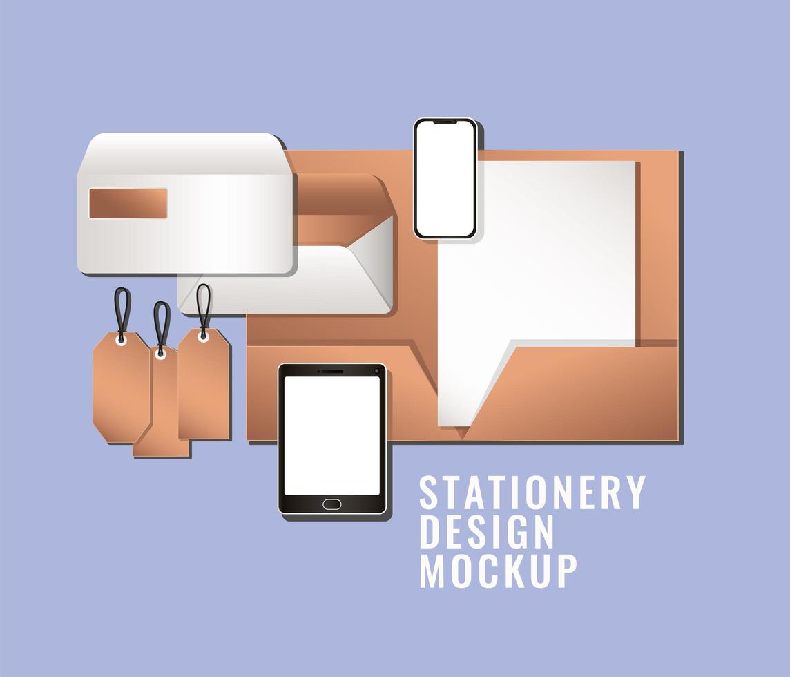 Stationery full pack mockup design vector