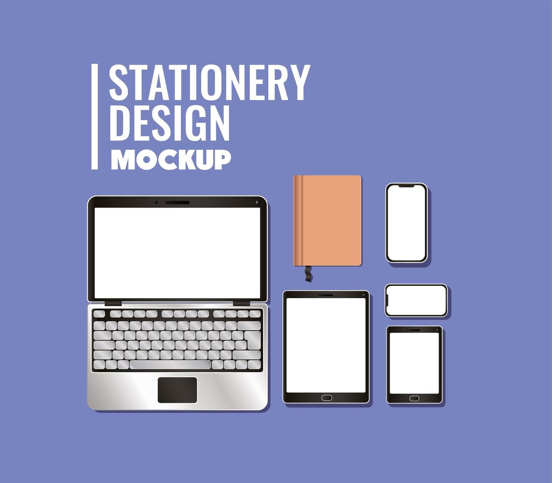 Stationery full pack mockup design vector