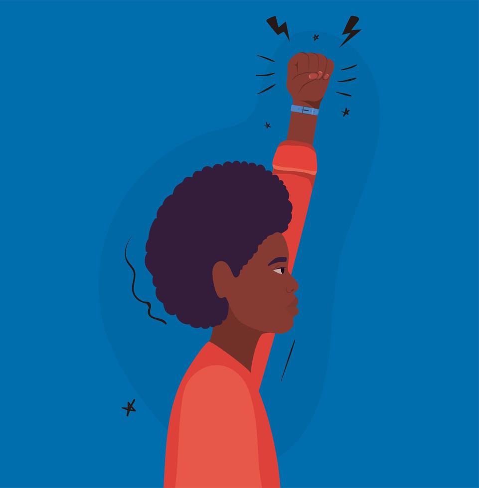 black man cartoon with fist up profile vector