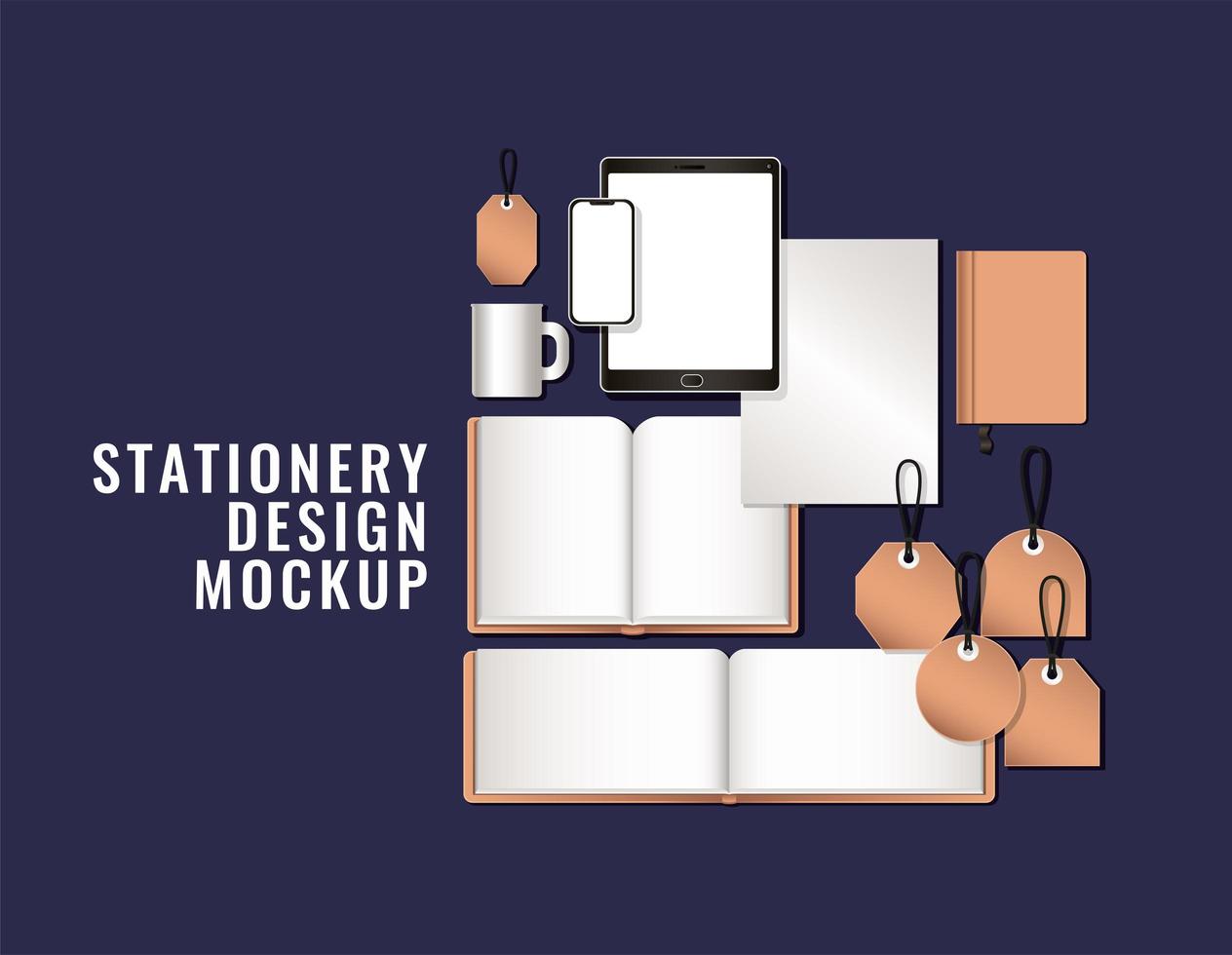 Stationery full pack mockup design vector