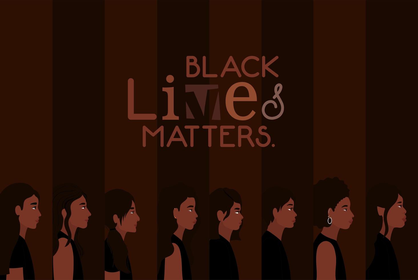 diverse cartoon women background for black lives matter vector