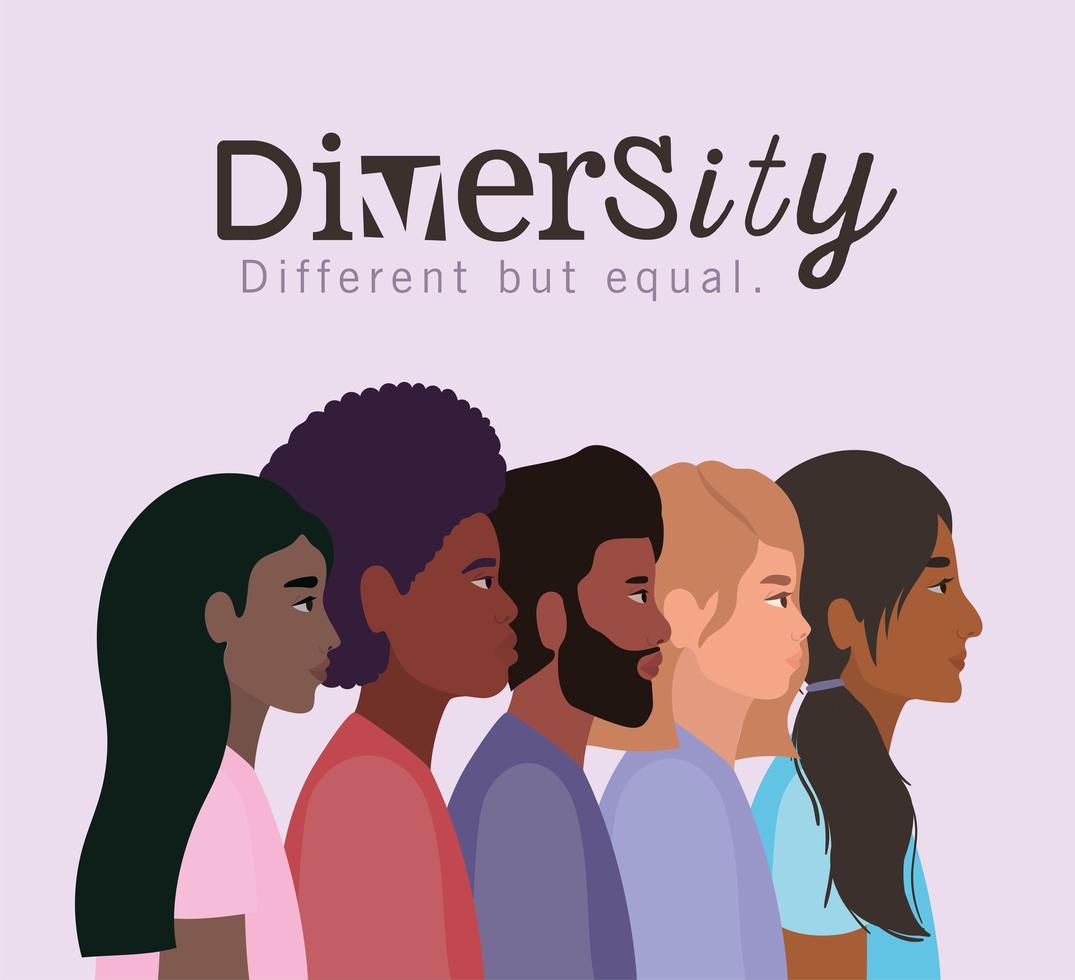 concepto de diversidad con personas interraciales vector
