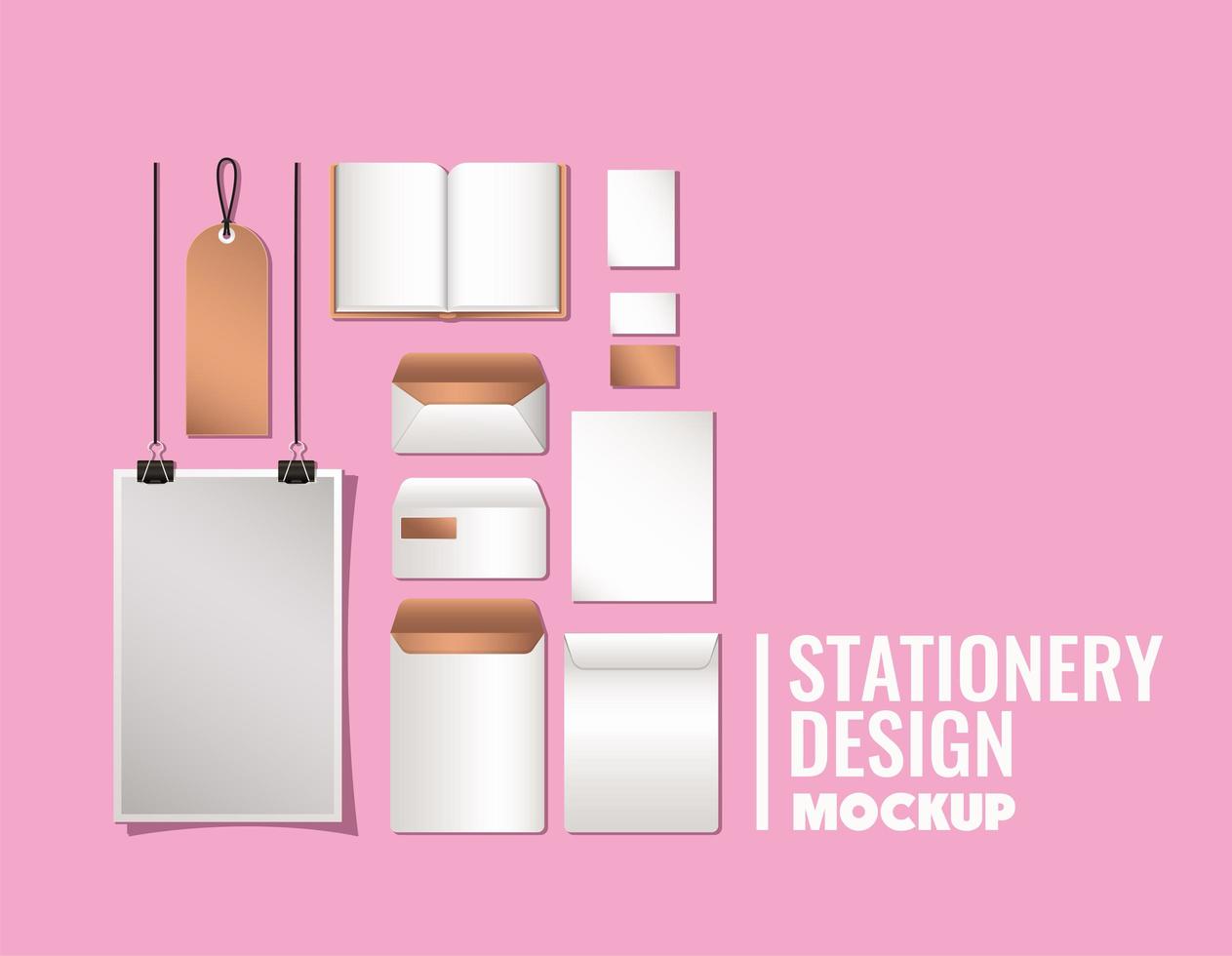 Stationery full pack mockup design vector