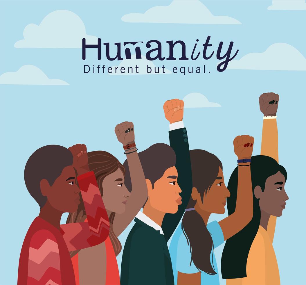 Humanity concept with interracial people vector