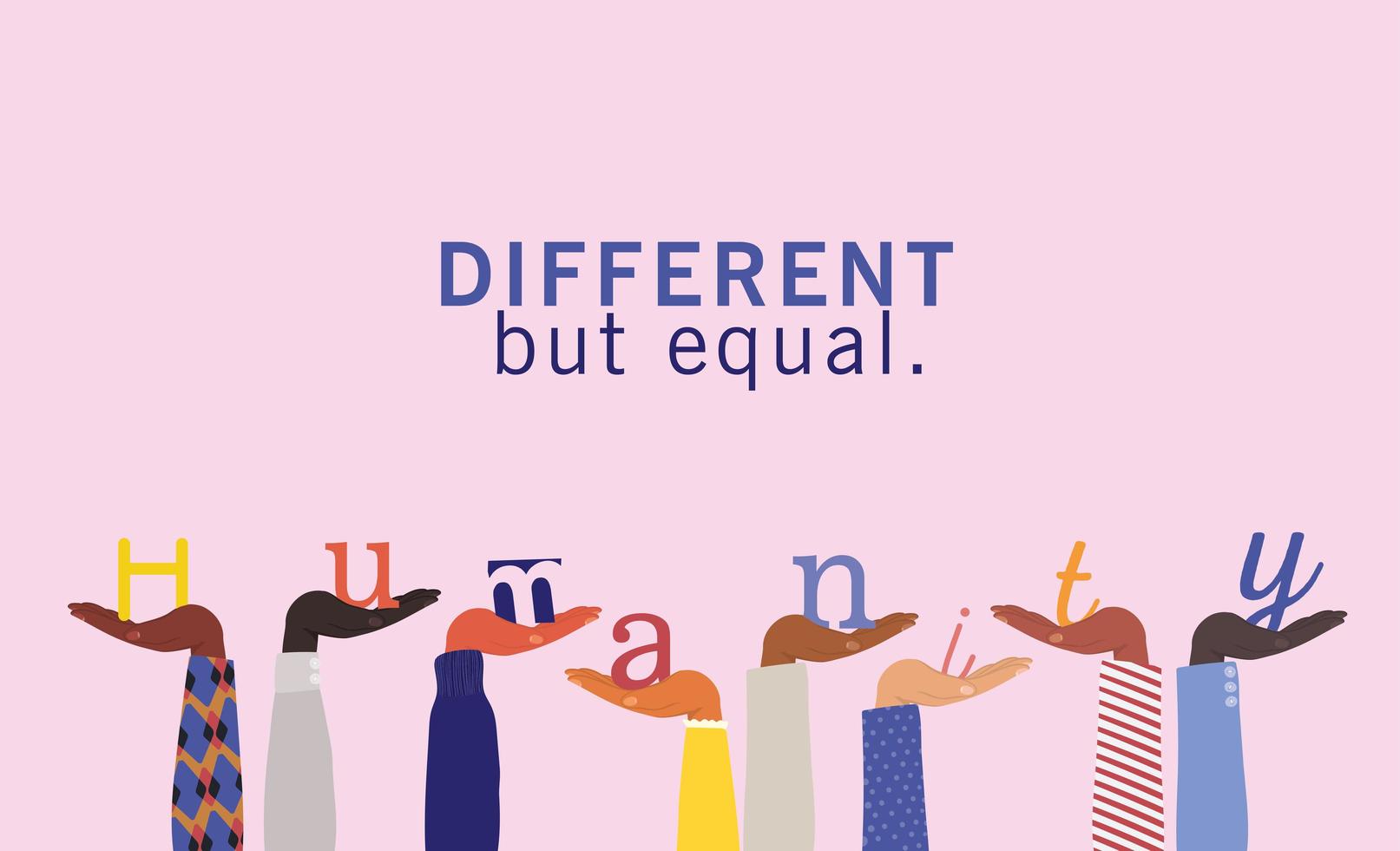 diversity and humanity concept with interracial hands up vector