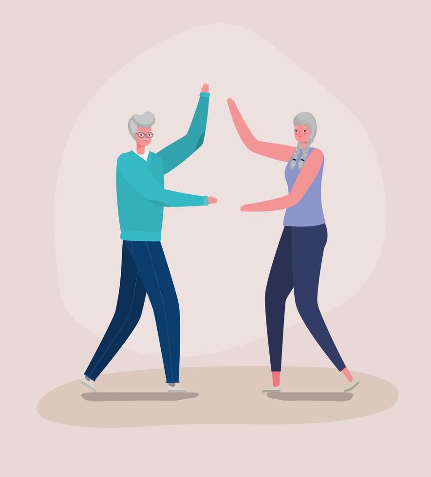 Senior citizen couple dancing vector design