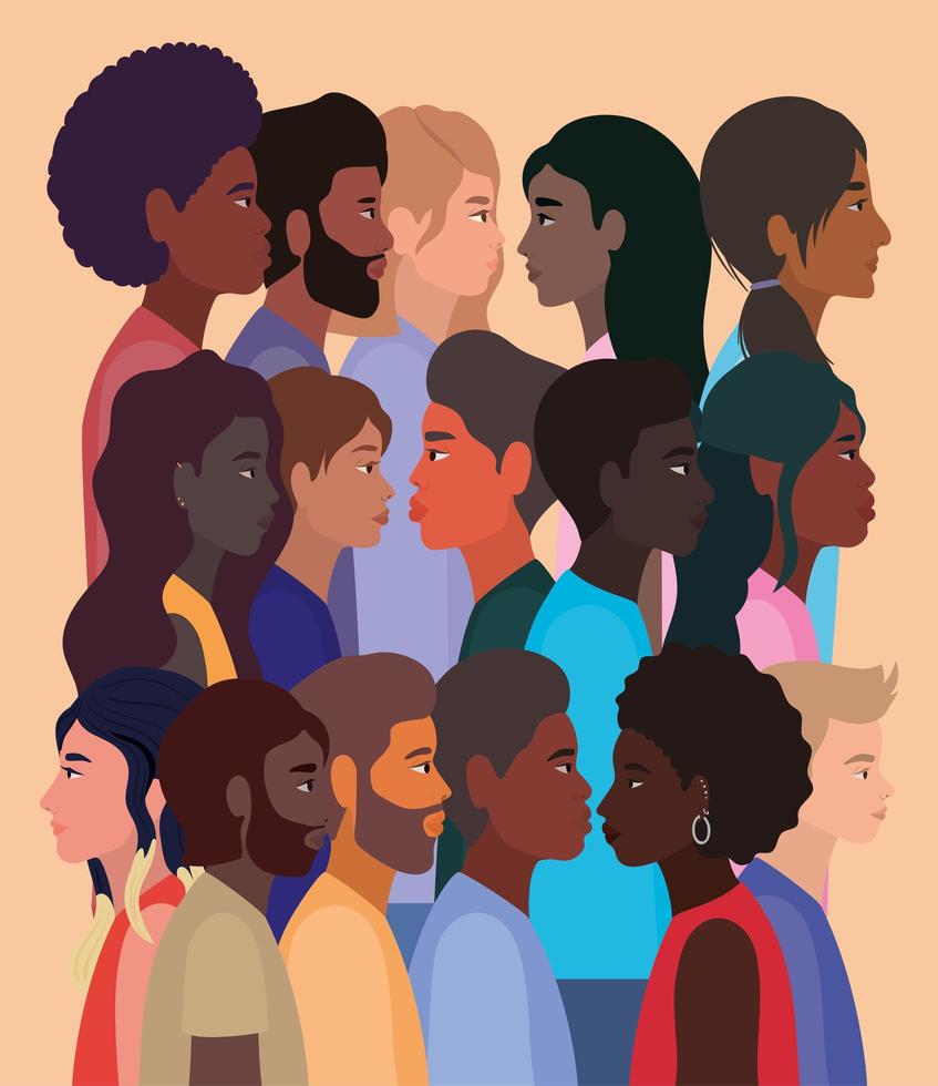 diverse cartoon people background vector
