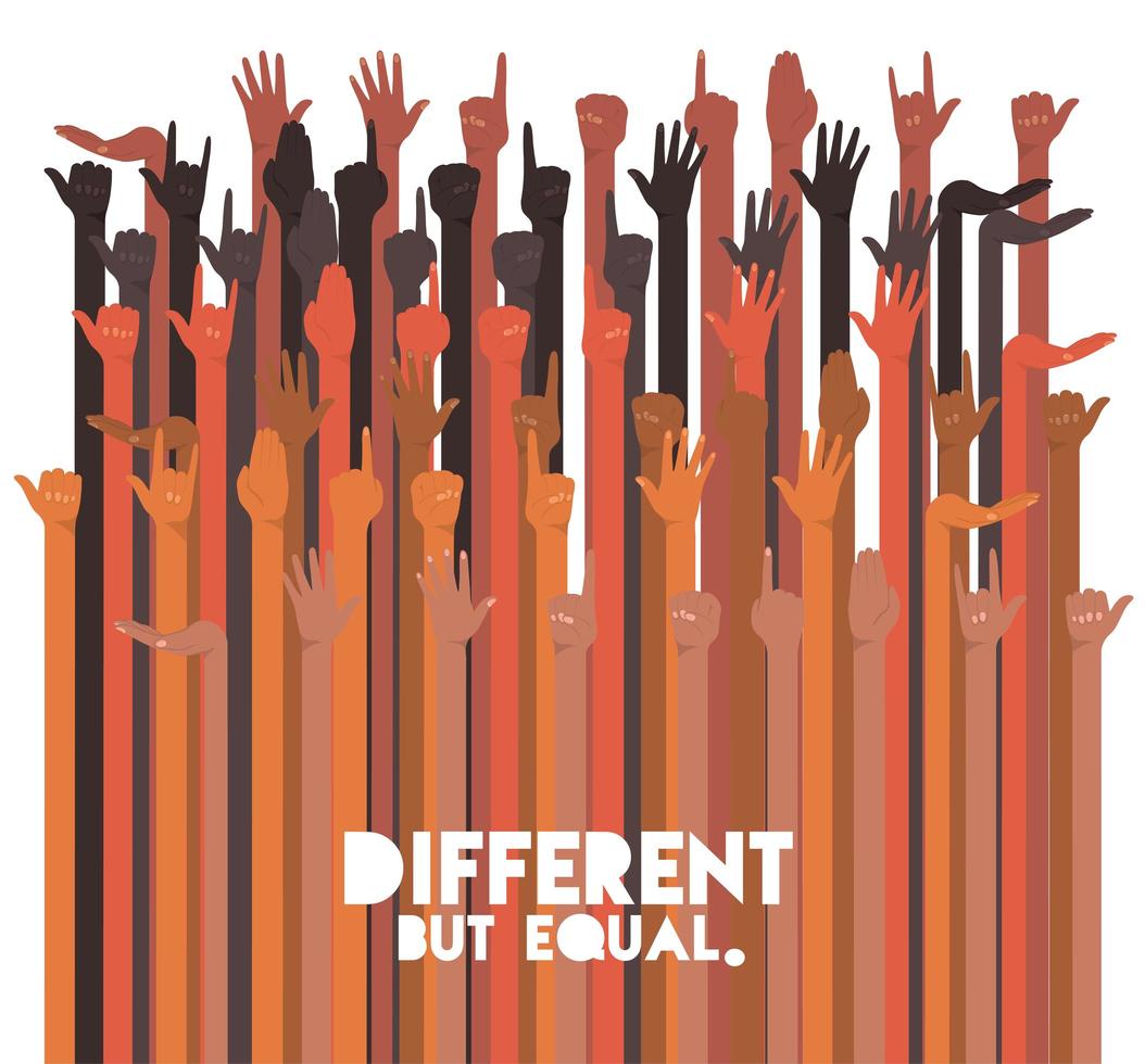 diversity concept with interracial hands up vector