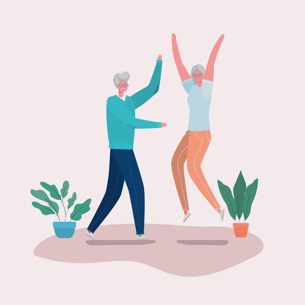 Senior citizen couple dancing vector