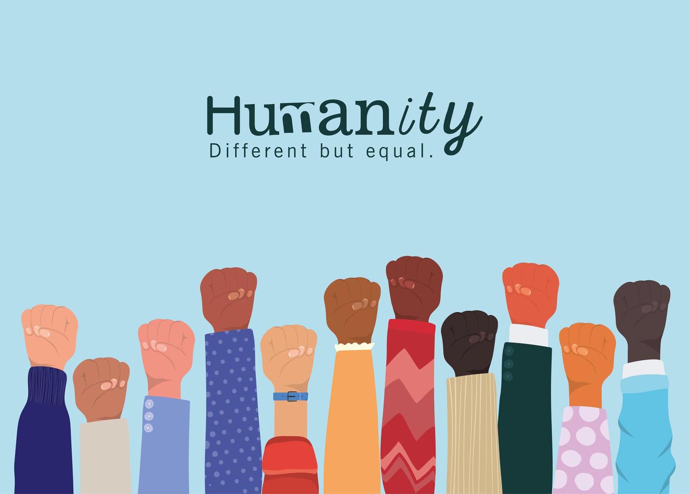 diversity concept with interracial hands up vector
