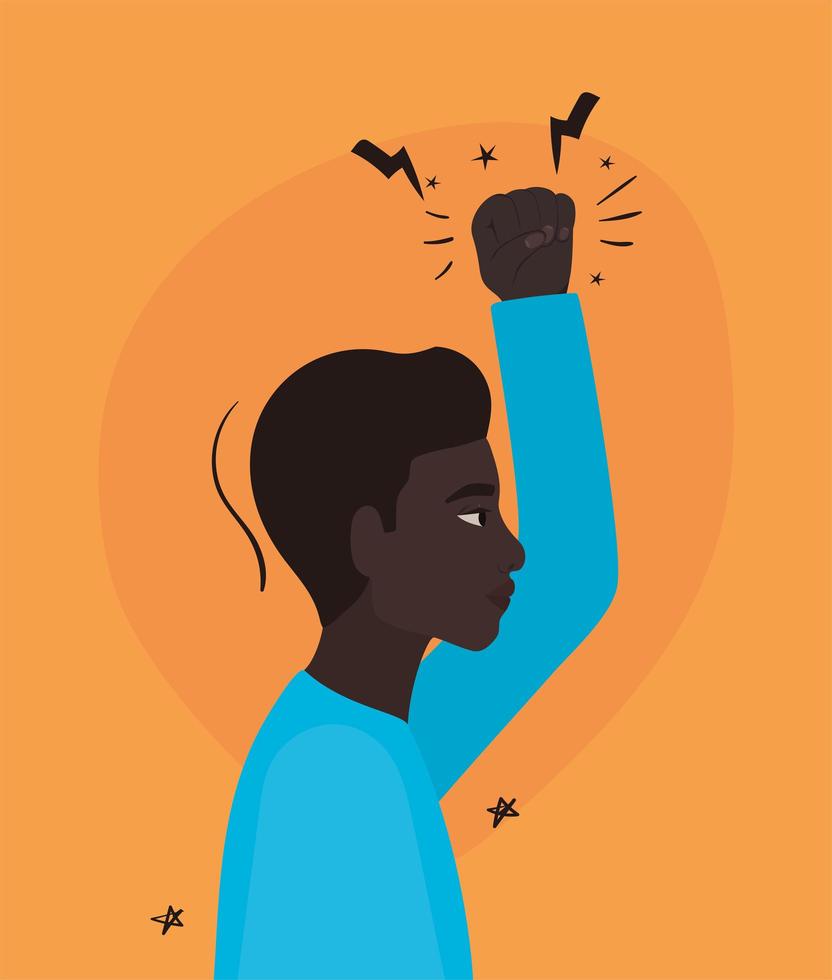 black man cartoon with fist up profile vector