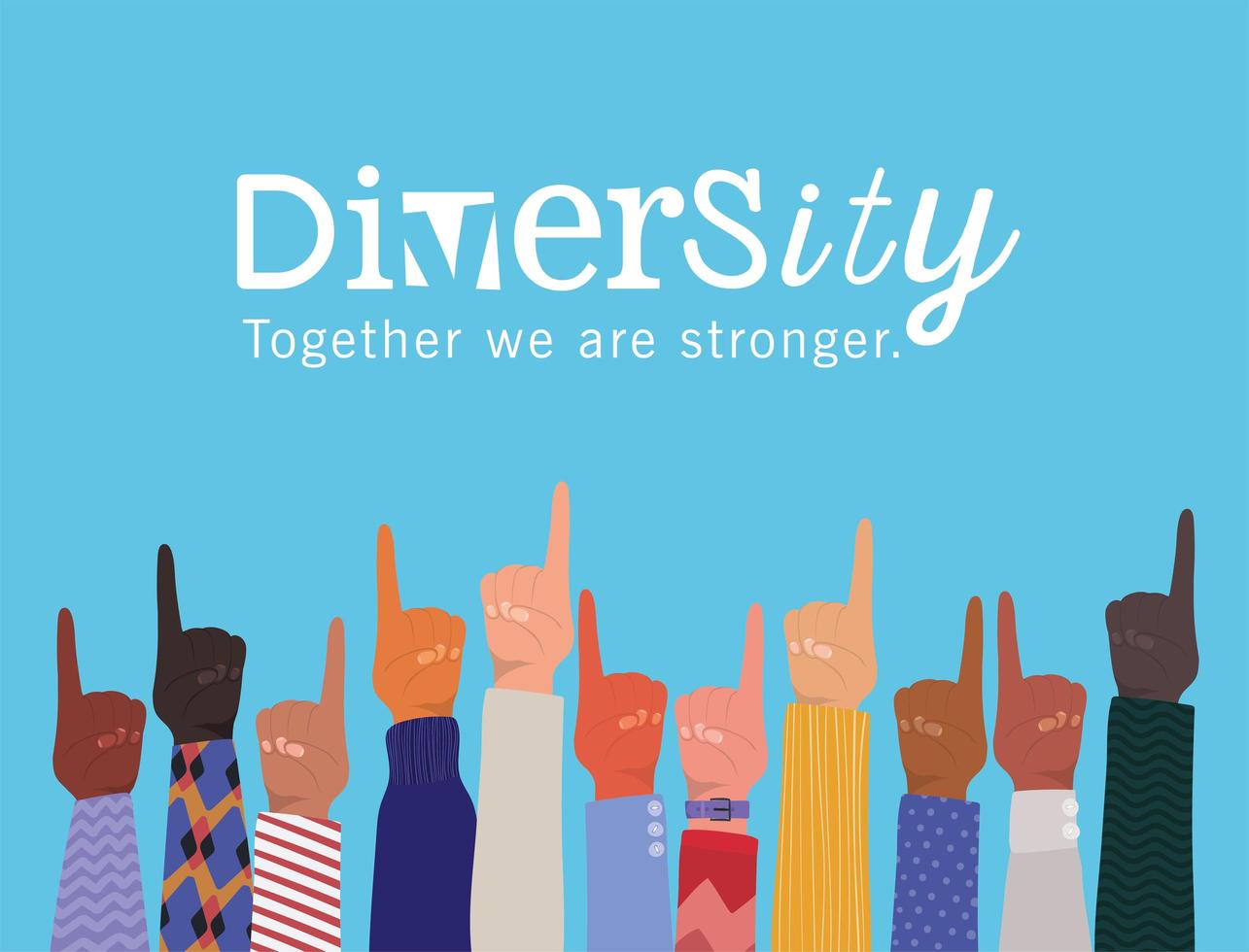 diversity concept with interracial hands up vector