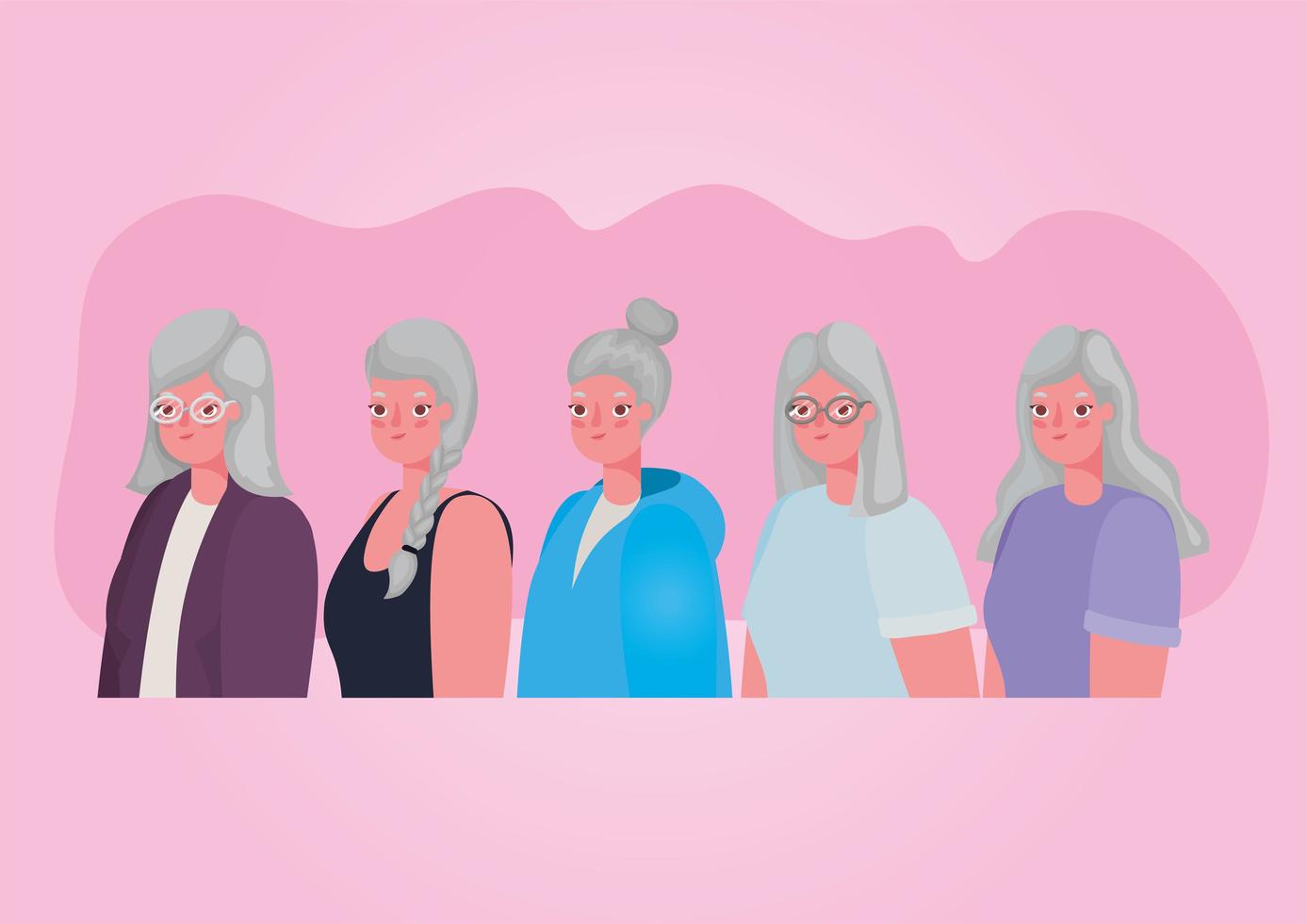 Senior citizen women profiles vector