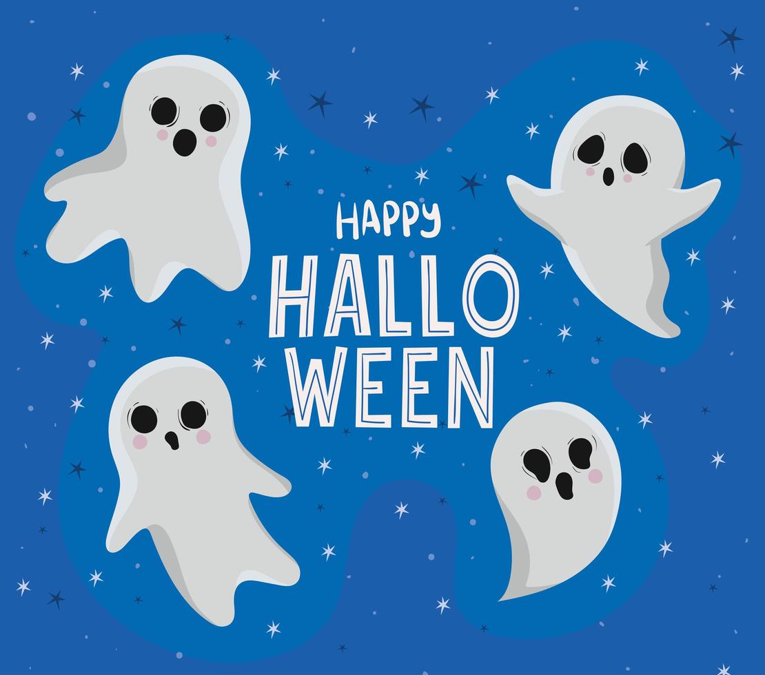 Halloween ghosts cartoon vector design