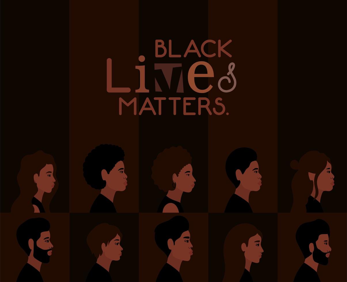 diverse cartoon people background for black lives matter vector