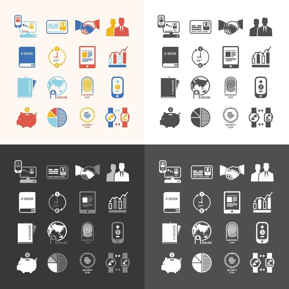 conjunto de iconos de tecnología empresarial de diseño vectorial. vector