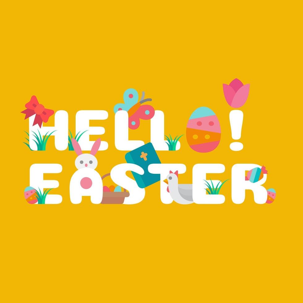Easter typography design concept. Flat design. vector