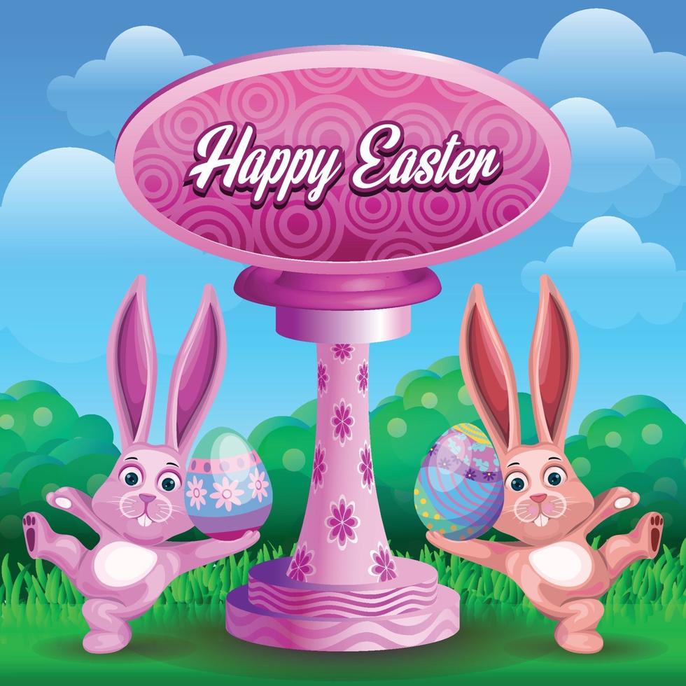 Easter greetings with happy dancing bunny vector