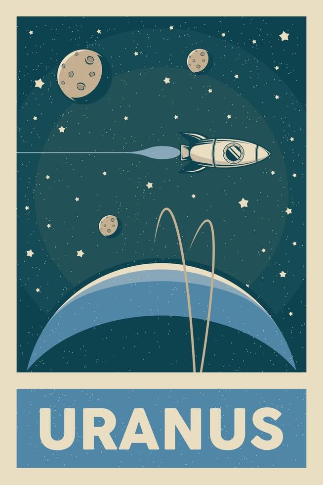 cartel de planeta urano de estilo retro y vintage vector