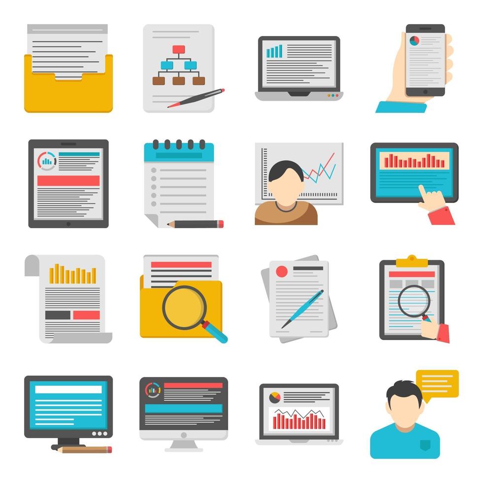 Pack of Analytics Flat Icons vector