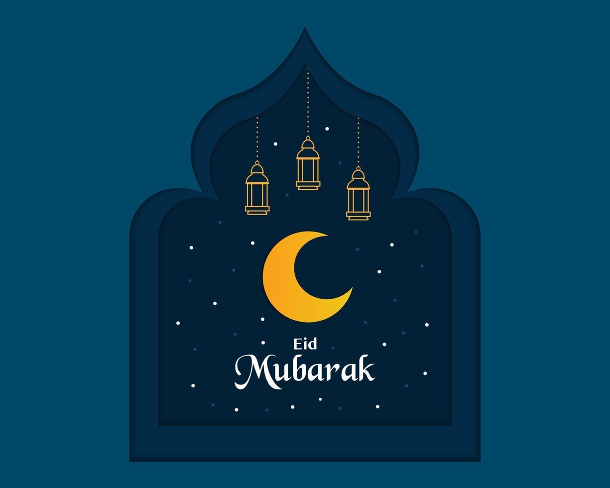 plantilla de saludo simple eid mubarak vector