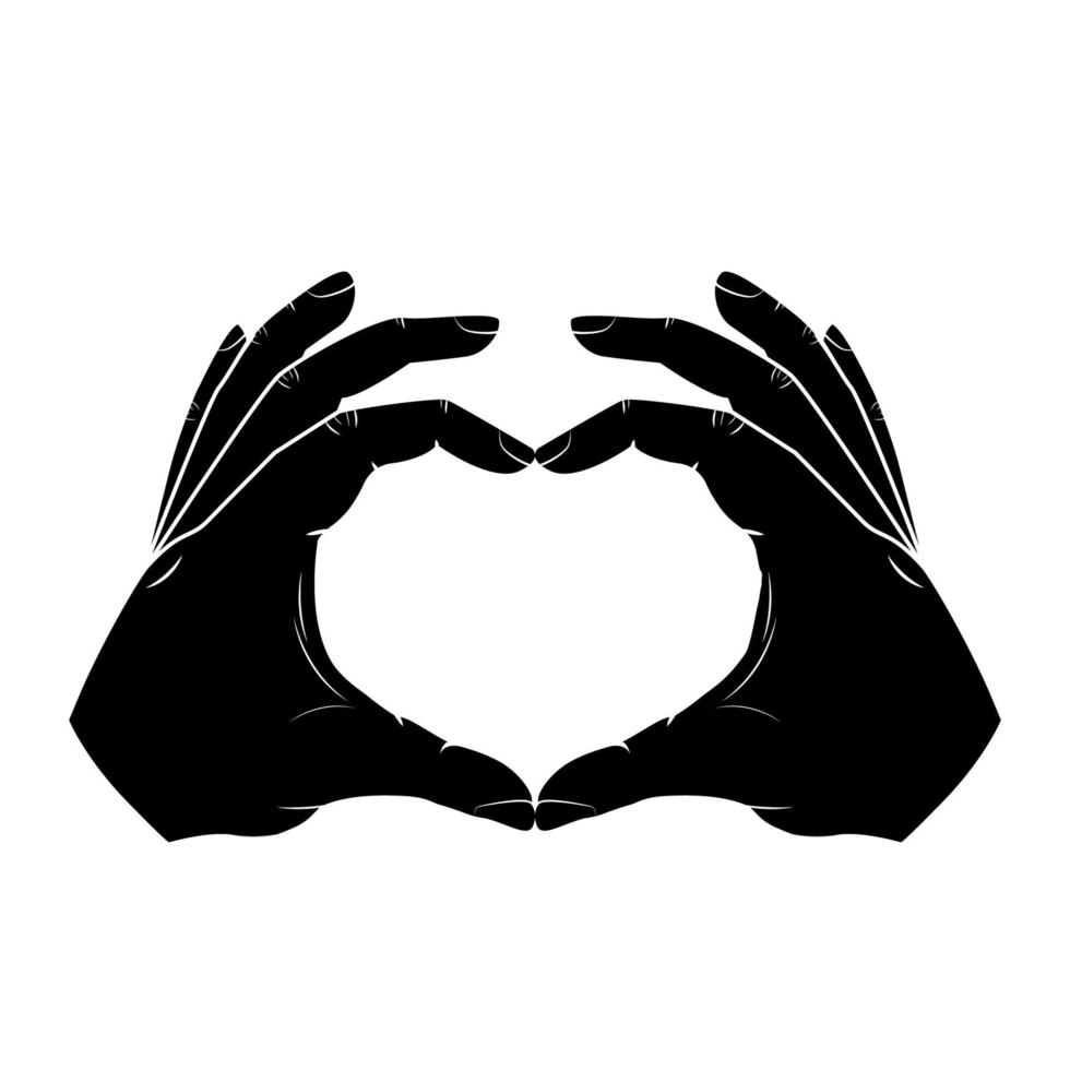 Vector hands making shape of heart on white background, vector illustration