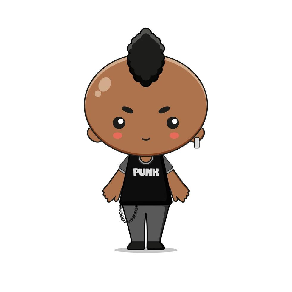 Cute Punk Boy Mascot Character Illustration vector