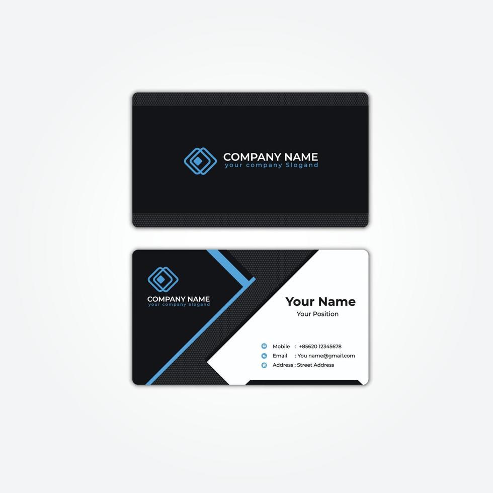 Business card black template vector