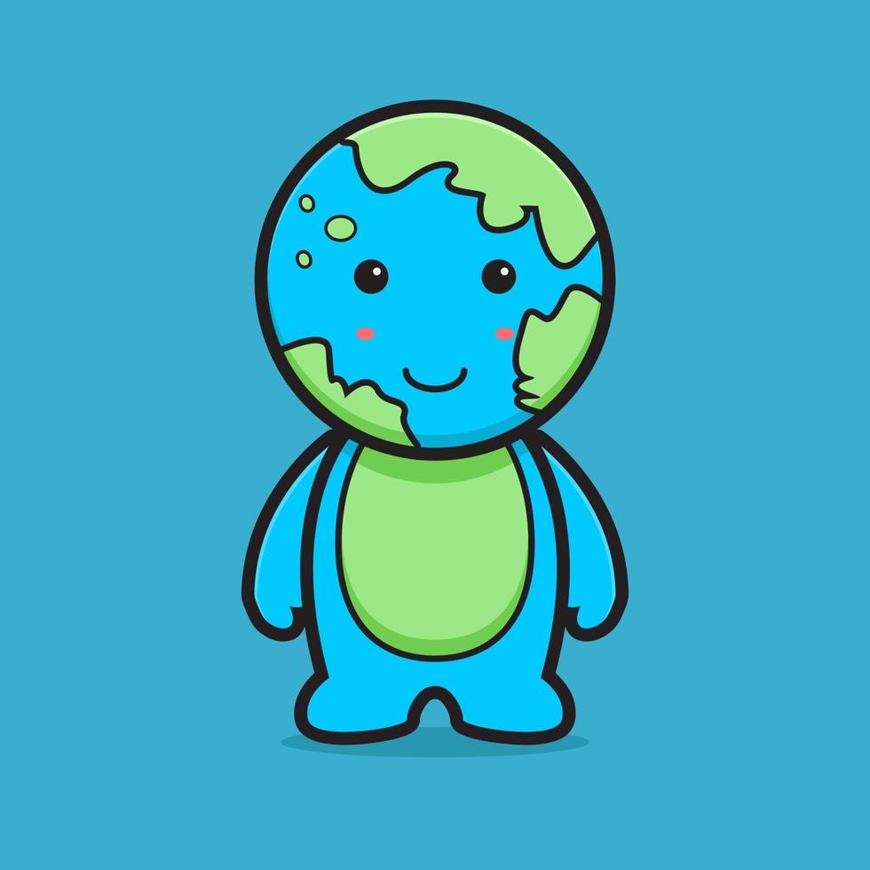 Cute earth mascot character cartoon vector icon illustration