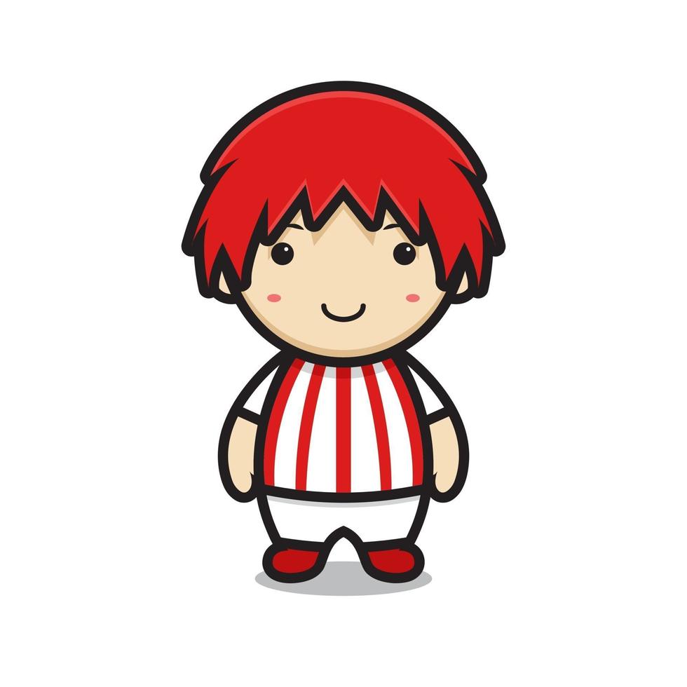 cute boy cartoon character with football costume vector