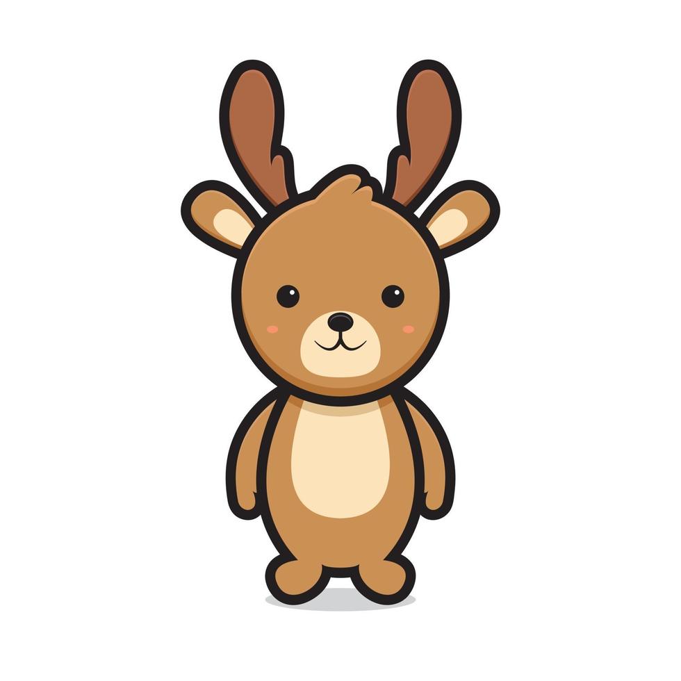 cute deer cartoon character smile face vector