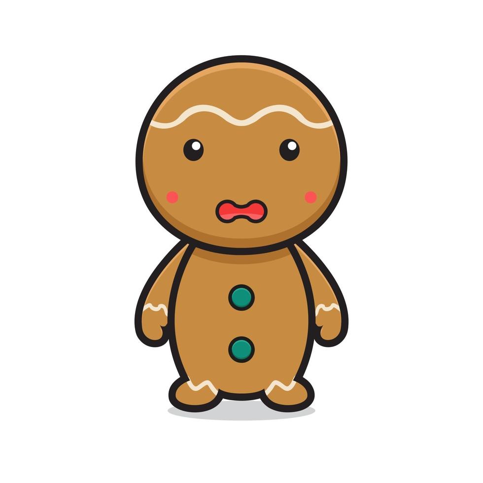 lindo personaje de dibujos animados de pan de jengibre cara plana vector