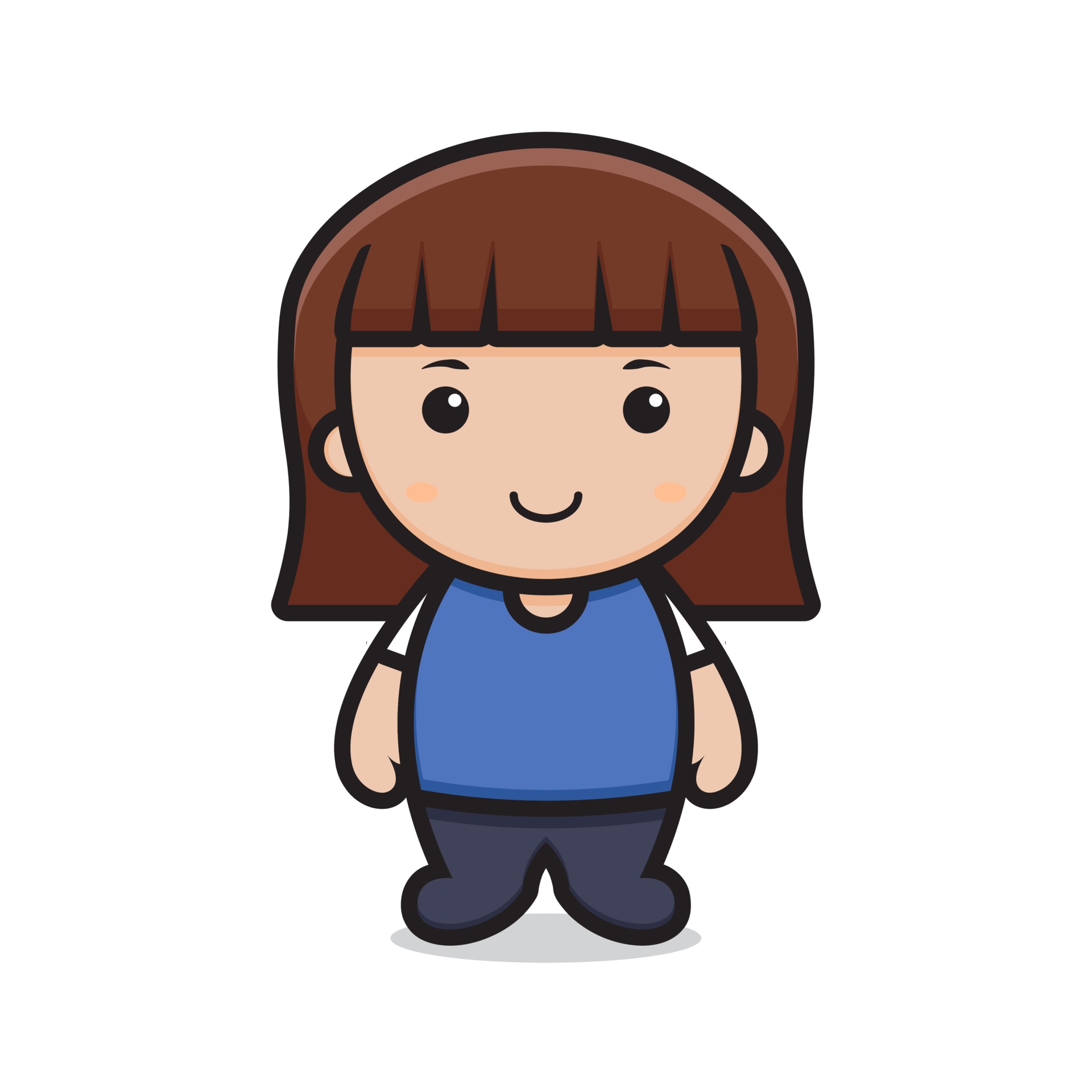 Download the cute girl cartoon character brown hair 2084036
