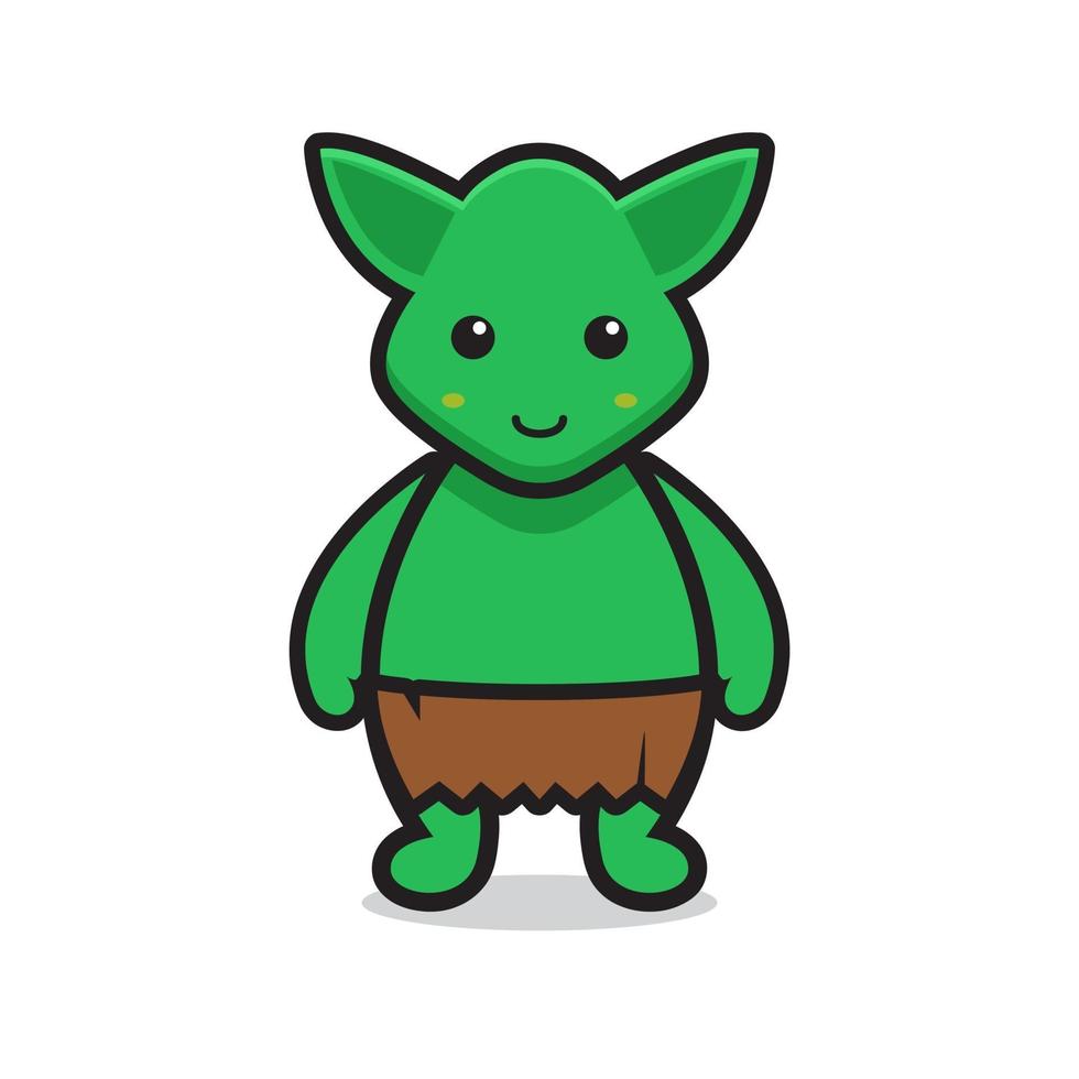 cute green goblin mascot character vector
