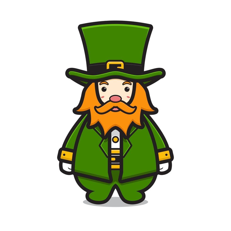 Cute leprechaun saint patrick day character cartoon vector icon illustration