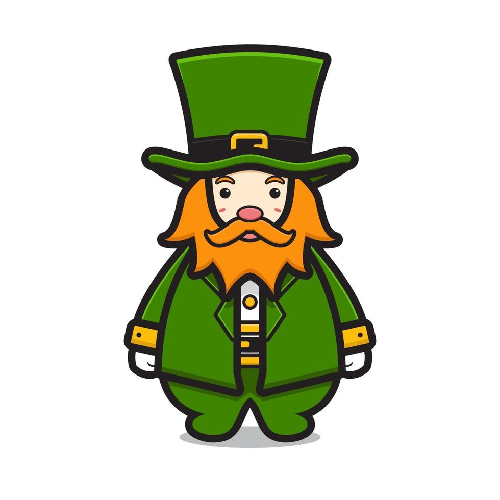 Ilustración de icono de vector de dibujos animados de personaje de día de San Patricio lindo duende