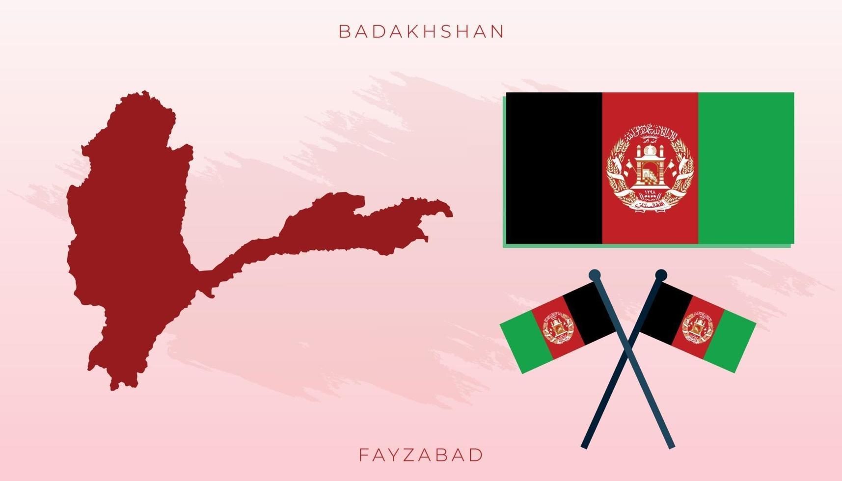 National map of Badakhshan, illustration flag size vector of Badakhshan