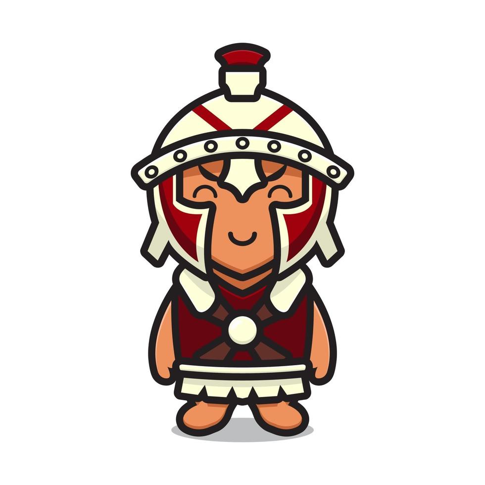 Cute roman knight mascot character cartoon vector icon illustration