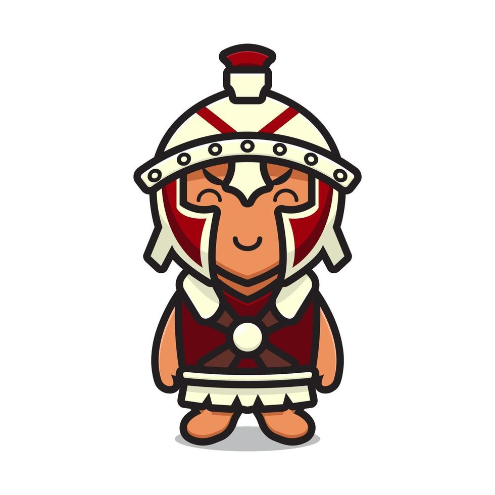 Cute roman knight mascot character cartoon vector icon illustration