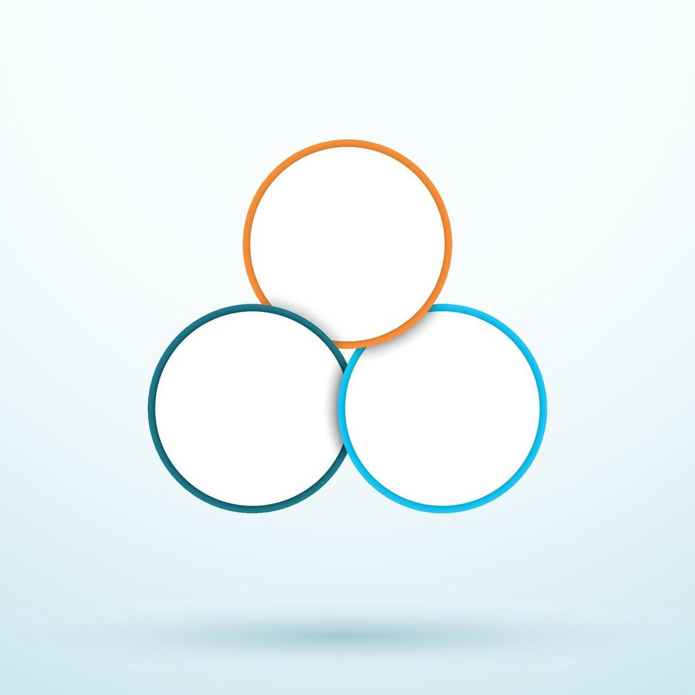 Infographic Three Circle Diagram Linked Segments Template vector