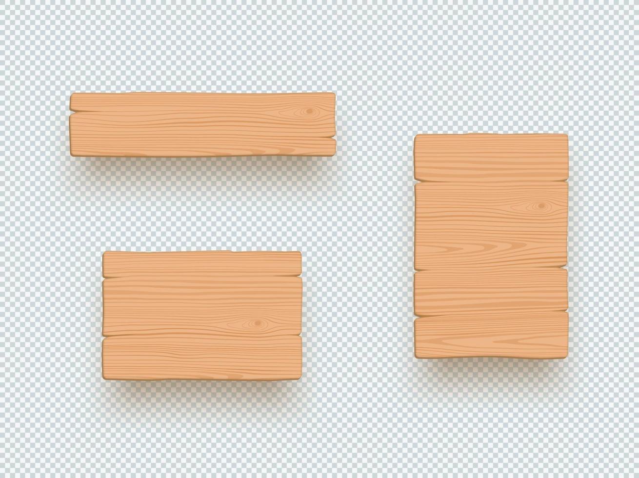 Wooden Sign Plain Empty 3d Board Elements Set vector