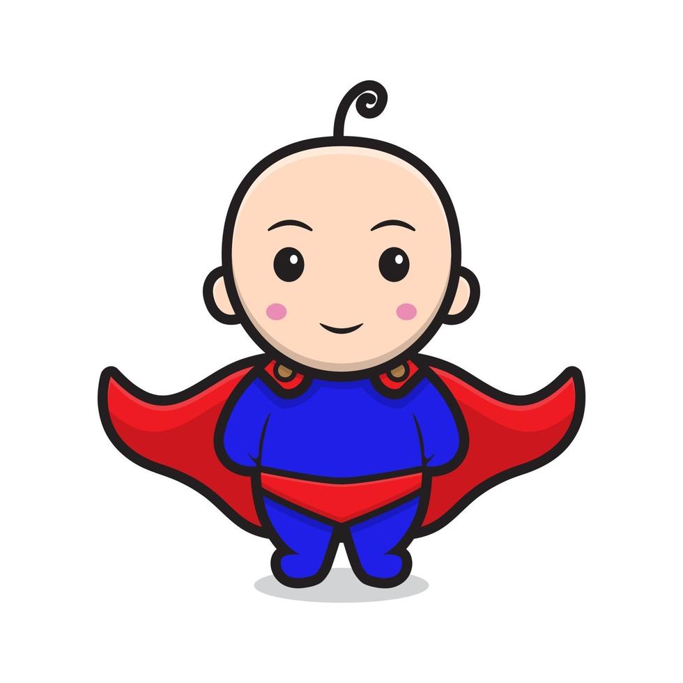 lindo personaje de bebé con traje de superhéroes vector