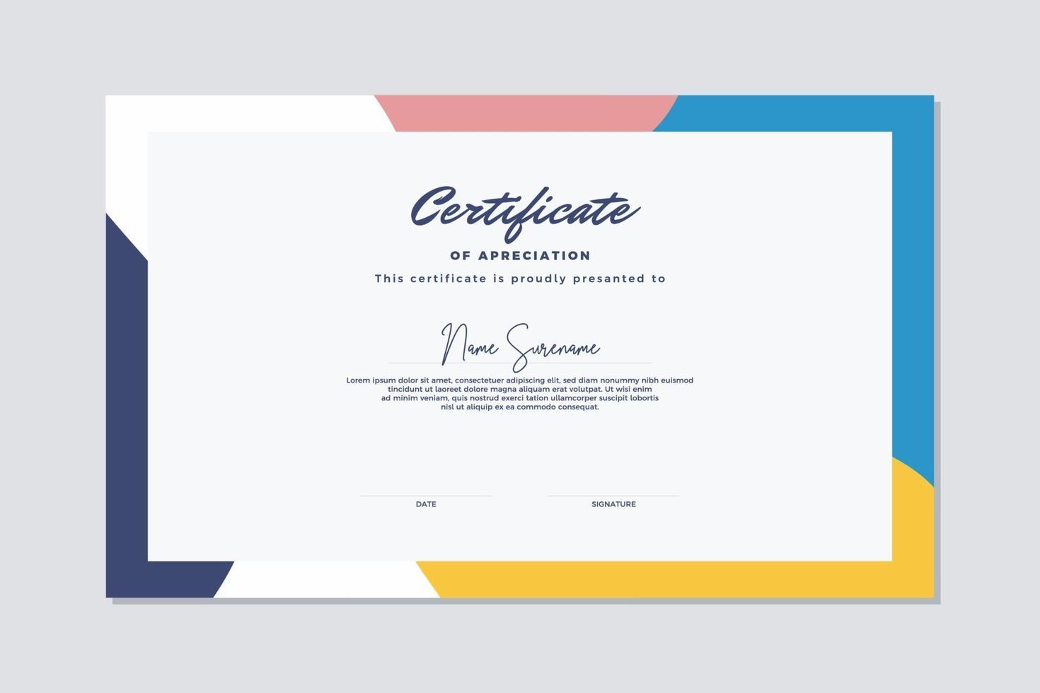 Modern certificate template memphis style. Use for print, certificate, diploma, graduation vector
