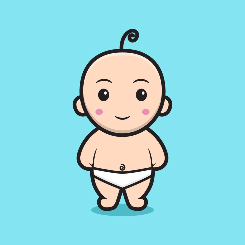 cute baby character wearing pampers vector
