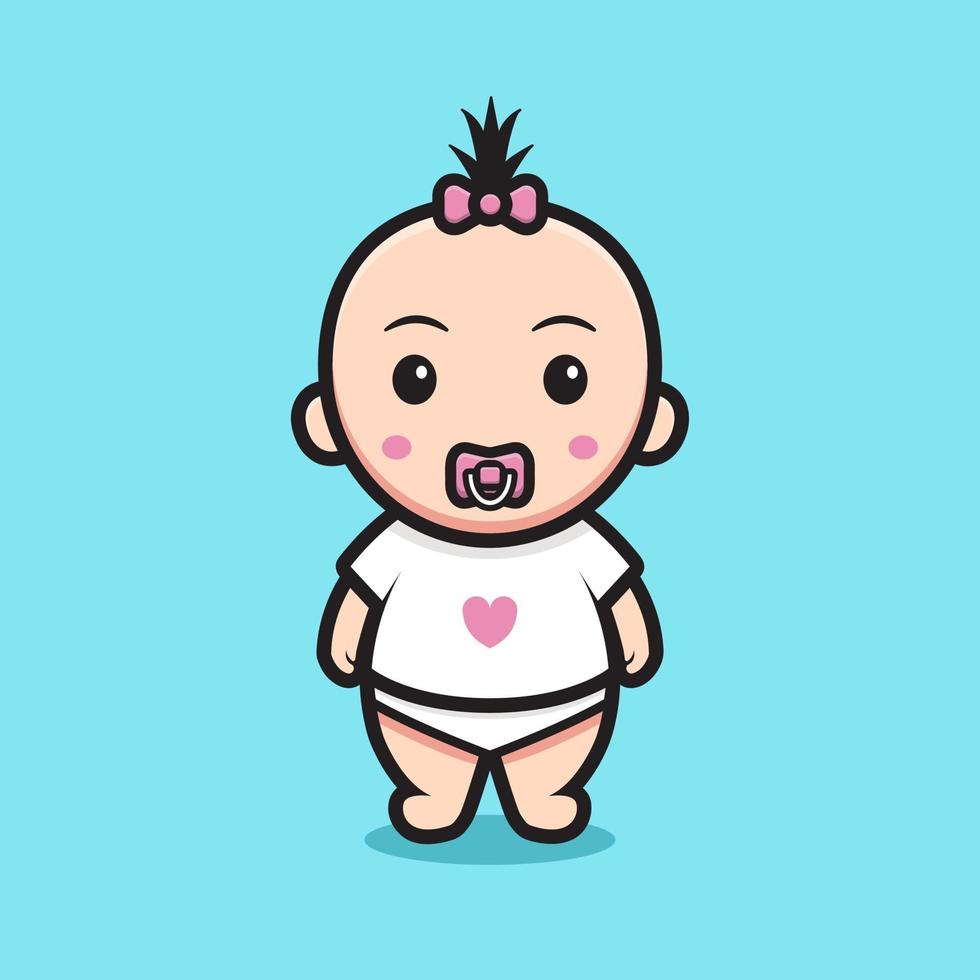 cute baby girl wearing love t-shirt vector